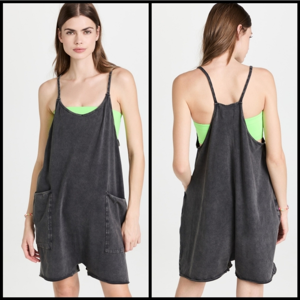 FP Movement Hot Shot Romper Dark Grey Size Small Summer Lounge Comfy Loose Casua